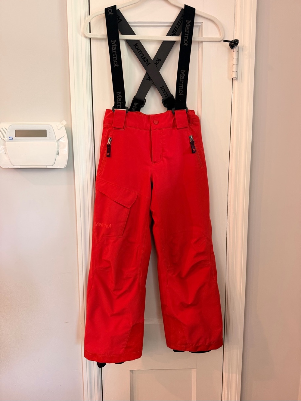 Marmot Edge orange/red Insulated ski pants (option to “grow an inch” in length)